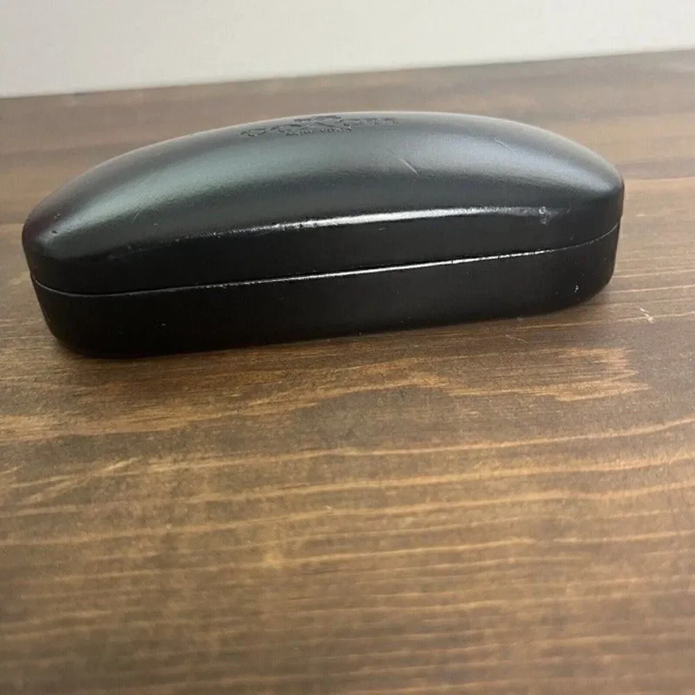 Coach New York Black Leather Hard Clamshell EyeGlass Case Holder Sunglasses